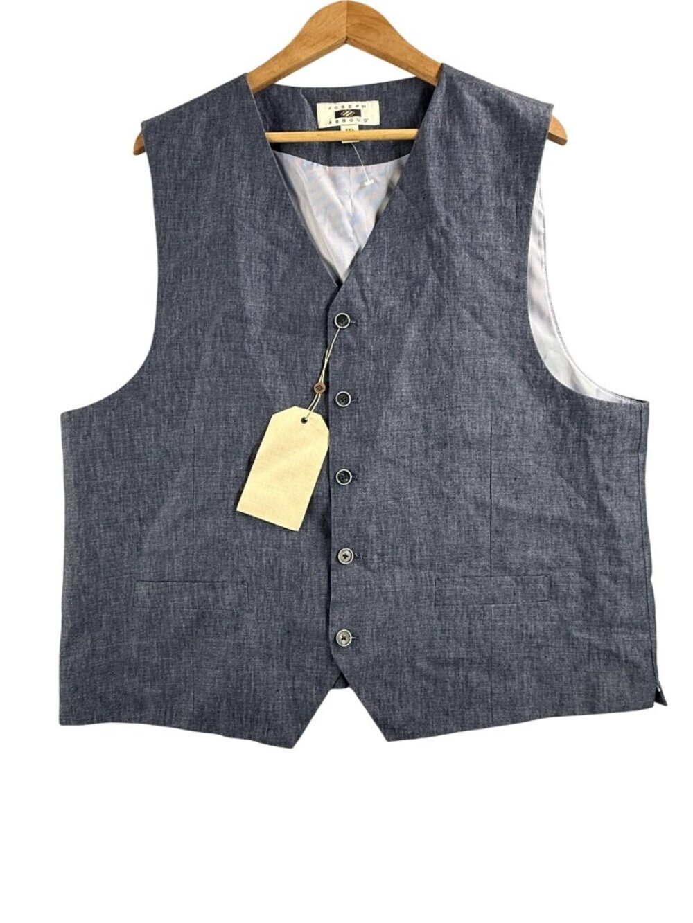 Joseph Abboud Suit Vest Mens 2XL Blue 100% Linen Italian Wedding Formal Classic